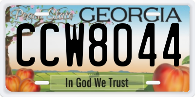 GA license plate CCW8044