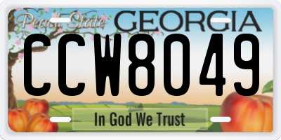 GA license plate CCW8049