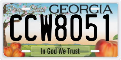GA license plate CCW8051