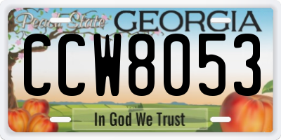 GA license plate CCW8053