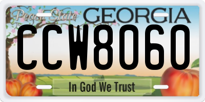 GA license plate CCW8060