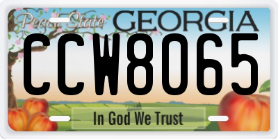 GA license plate CCW8065