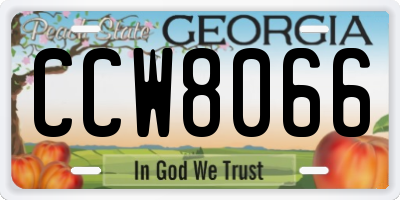 GA license plate CCW8066