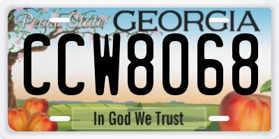 GA license plate CCW8068