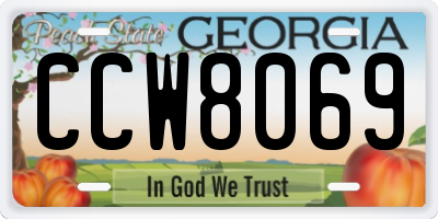 GA license plate CCW8069