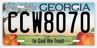 GA license plate CCW8070