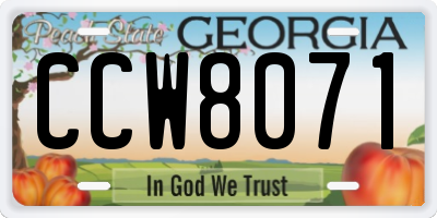GA license plate CCW8071