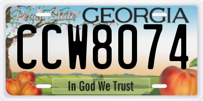 GA license plate CCW8074