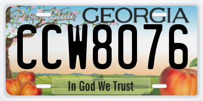 GA license plate CCW8076