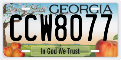 GA license plate CCW8077