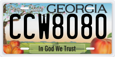 GA license plate CCW8080
