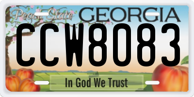 GA license plate CCW8083