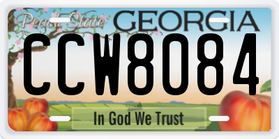 GA license plate CCW8084