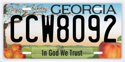 GA license plate CCW8092