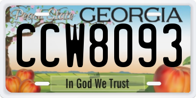 GA license plate CCW8093