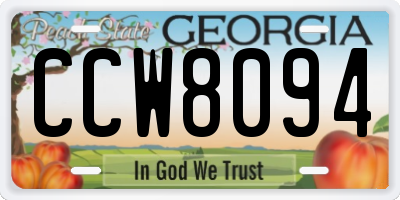 GA license plate CCW8094