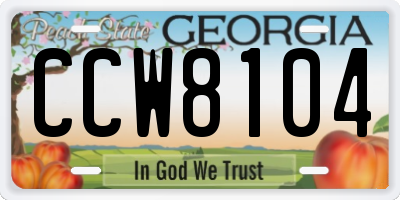GA license plate CCW8104