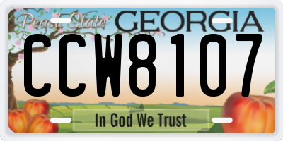 GA license plate CCW8107