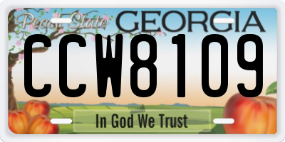 GA license plate CCW8109