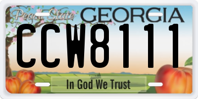 GA license plate CCW8111