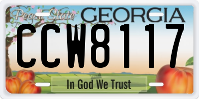 GA license plate CCW8117