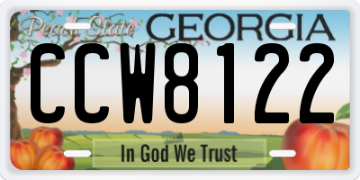 GA license plate CCW8122