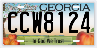 GA license plate CCW8124