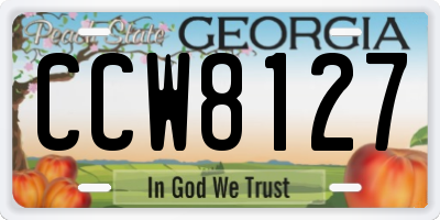 GA license plate CCW8127
