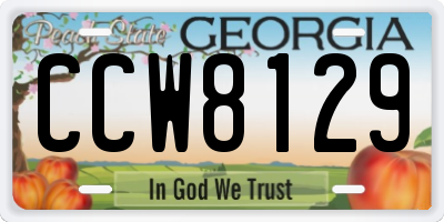 GA license plate CCW8129