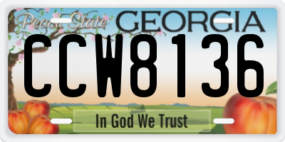 GA license plate CCW8136