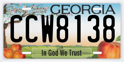GA license plate CCW8138