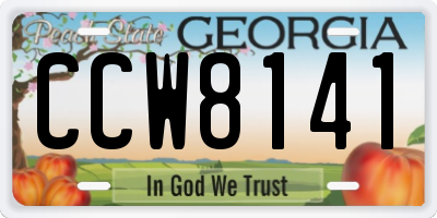 GA license plate CCW8141