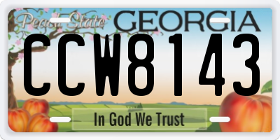 GA license plate CCW8143