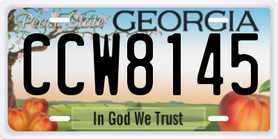 GA license plate CCW8145