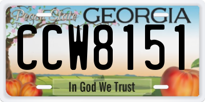 GA license plate CCW8151