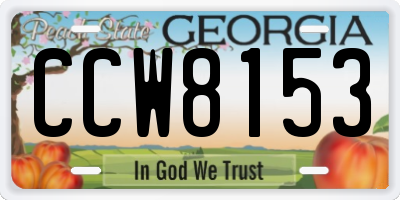 GA license plate CCW8153