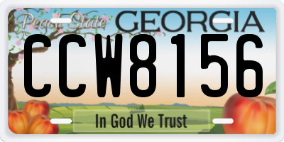 GA license plate CCW8156