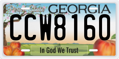 GA license plate CCW8160