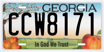 GA license plate CCW8171