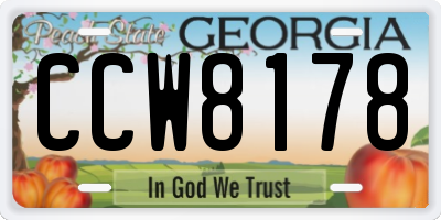 GA license plate CCW8178