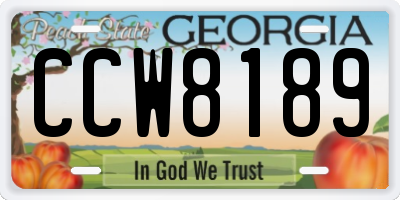 GA license plate CCW8189