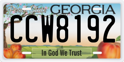 GA license plate CCW8192