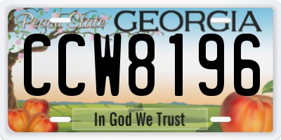 GA license plate CCW8196