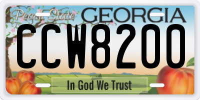 GA license plate CCW8200