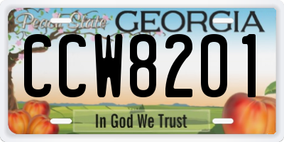 GA license plate CCW8201