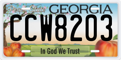 GA license plate CCW8203