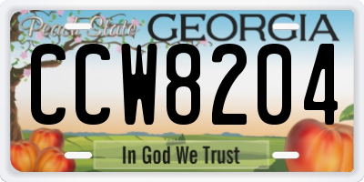 GA license plate CCW8204