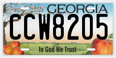 GA license plate CCW8205