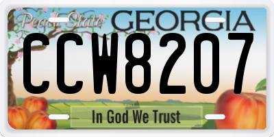 GA license plate CCW8207