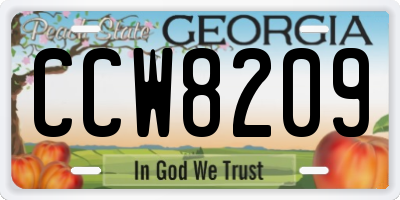 GA license plate CCW8209